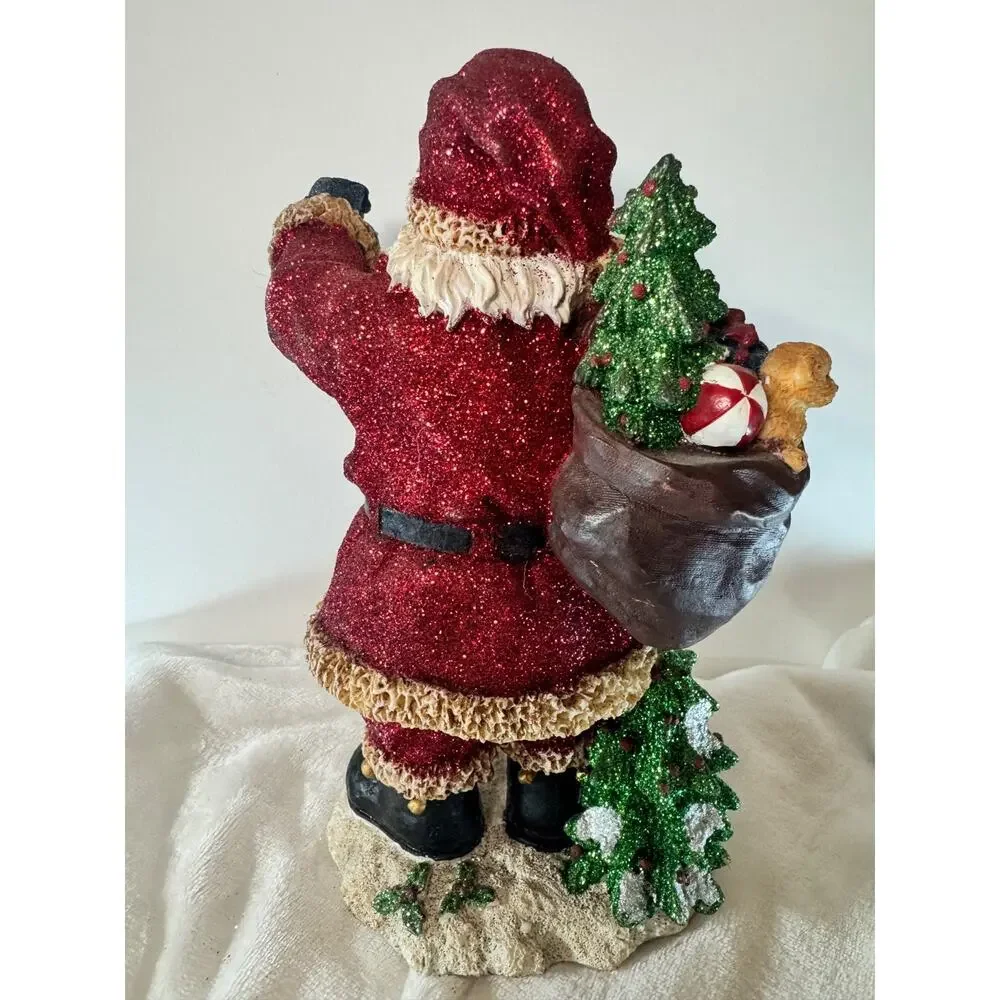 Vintage Young’s Inc. Santa Figurine Colorful Glitter-Lovers Christmas Statue Y2K